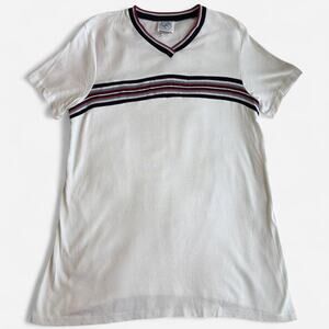 PLANET MOTHERHOOD Women Large White T-Shirt Striped Casual